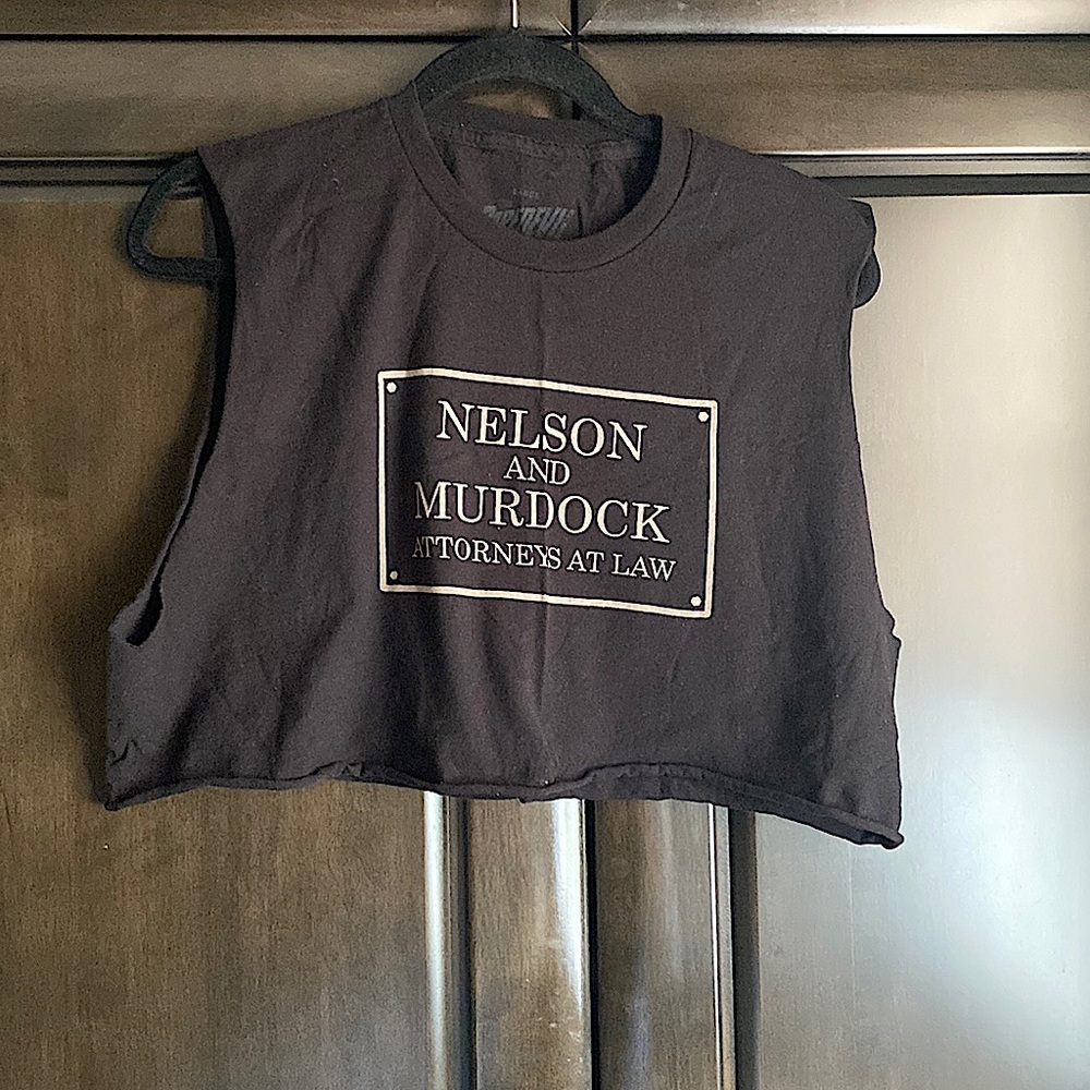 Daredevil graphic cropped raw edge muscle tank